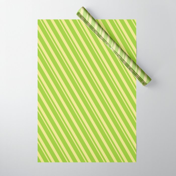Green & Tan Colored Lined/Striped Pattern Wrapping Paper