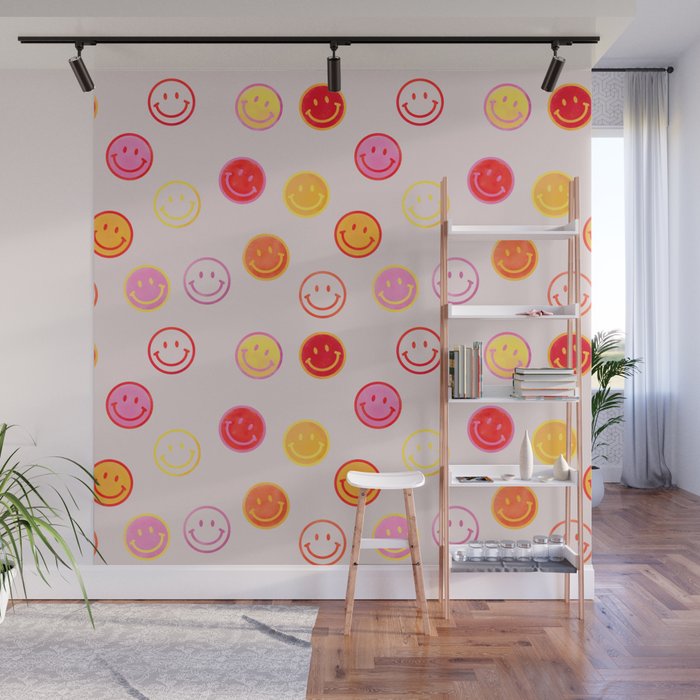 Smiling Faces Pattern Wall Mural