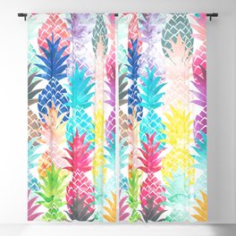 Hawaiian Pineapple Pattern Tropical Watercolor Blackout Curtain