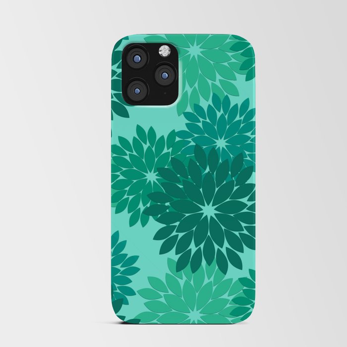 Modern Floral Kimono Print, Turquoise, Teal and Aqua  iPhone Card Case