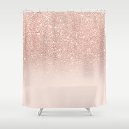 Rosegold Shower Curtains For Any, Blush Pink Rose Gold Bronze Cascading Glitter Shower Curtain