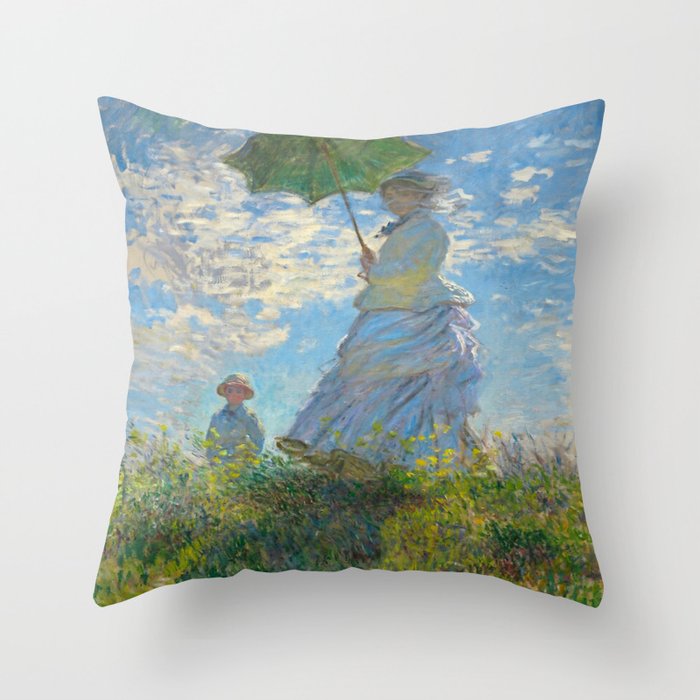 Claude Monet - Woman with a Parasol ,1875 Throw Pillow