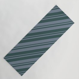 [ Thumbnail: Slate Gray and Dark Slate Gray Colored Stripes Pattern Yoga Mat ]