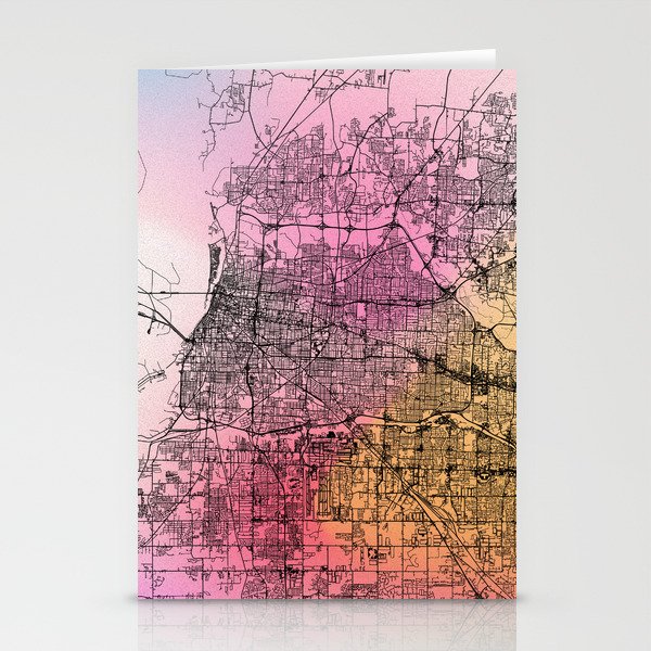Colorful Memphis City Map Stationery Cards