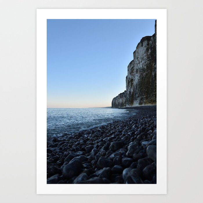 White cliffs sunrise - Normandy France - blue grey - Travelphotography Art Print