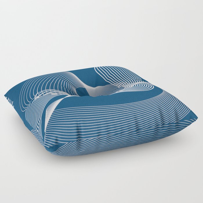 "Idea of Perseverance" - Original Artwork Digital Art Squiggles Waves Lines Navy Blue Subtle Abstract Wavy Floor Pillow
