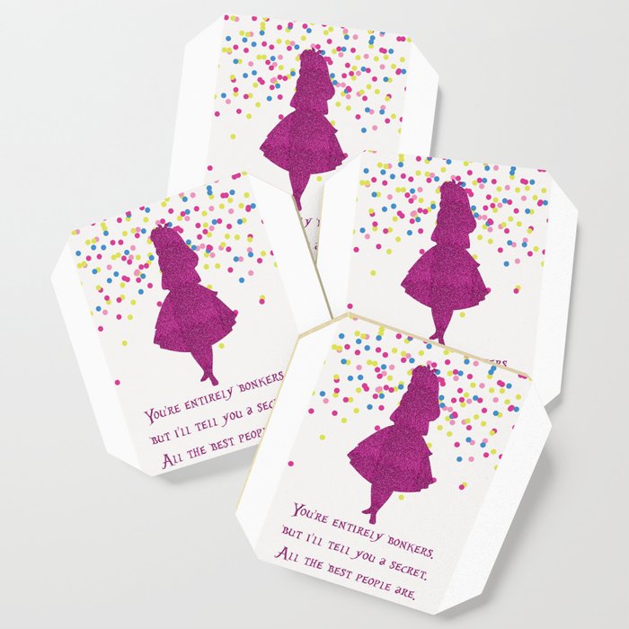 Pink glitter and confetti bonkers Coaster