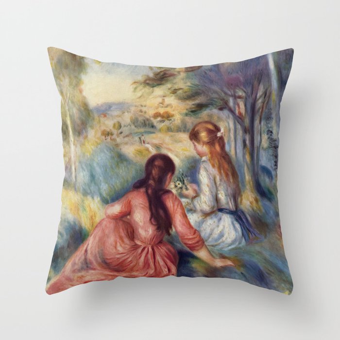 Pierre Auguste Renoir - In the Meadow Throw Pillow