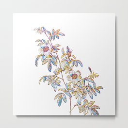 Floral Musk Rose Mosaic on White Metal Print