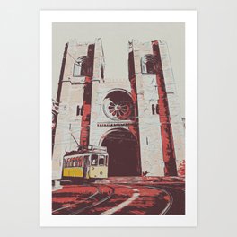 Lisbon Cathedral & Tramway Illustration Art Print
