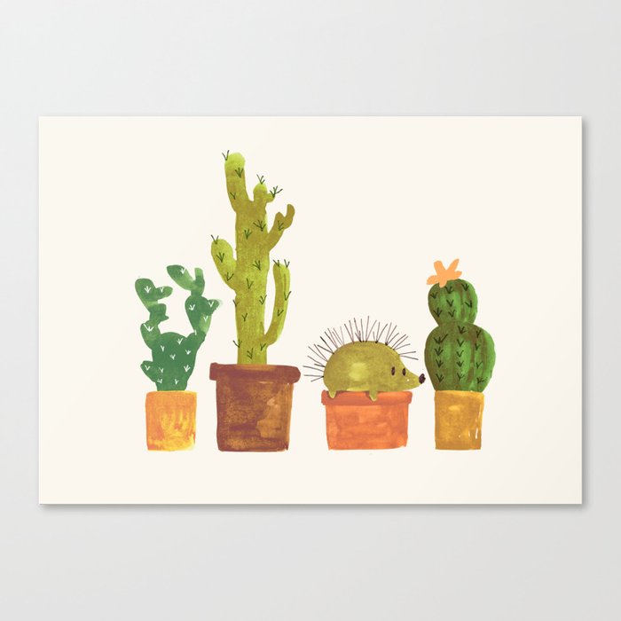 Hedgehog and Cactus (incognito) Canvas Print