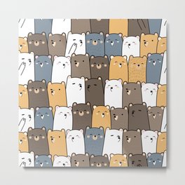 Adorable Bears pattern Metal Print