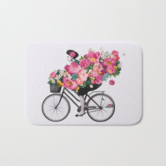 floral bicycle Bath Mat
