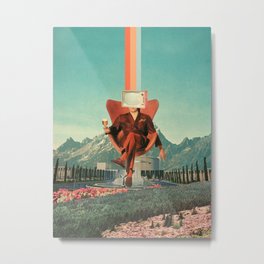 Enemy Metal Print | Digitalart, Graphicdesign, Blue, Manhood, Landscape, Vintage, Tv, Digitalcollage, Man, Orange 