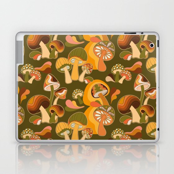 70s Mushroom, Retro Pattern Laptop & iPad Skin