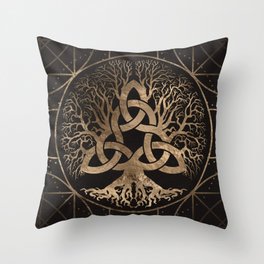 Tree of life -Yggdrasil with Triquetra Throw Pillow