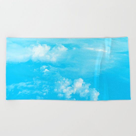 Aerial Turquoise Clouds Beach Towel