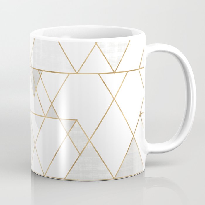 Mod Triangles Gold and white Coffee Mug