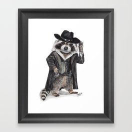 " Raccoon Bandit " funny western raccoon Framed Art Print