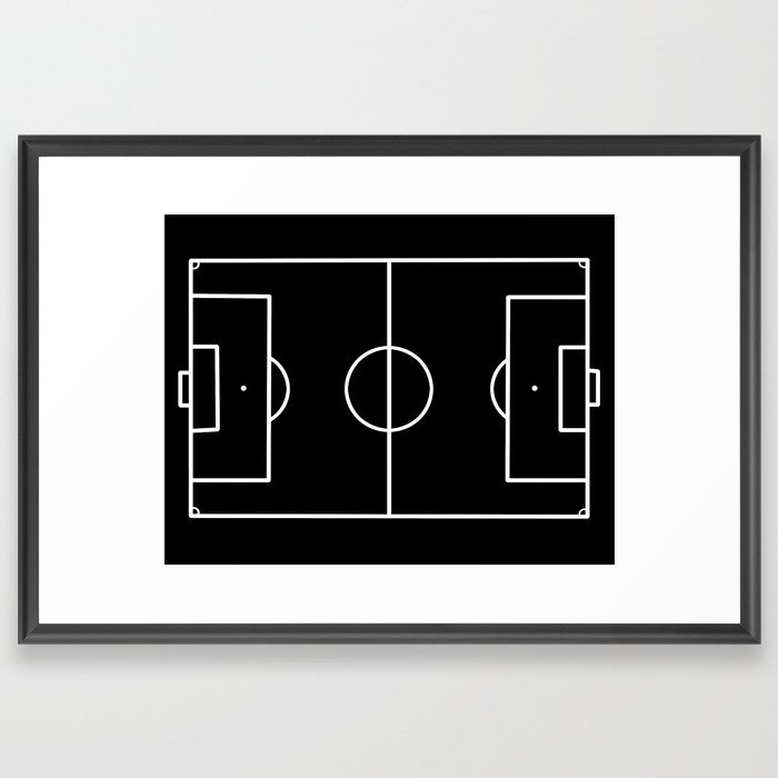 Soccer field / Football field in Black and White Framed Art Print