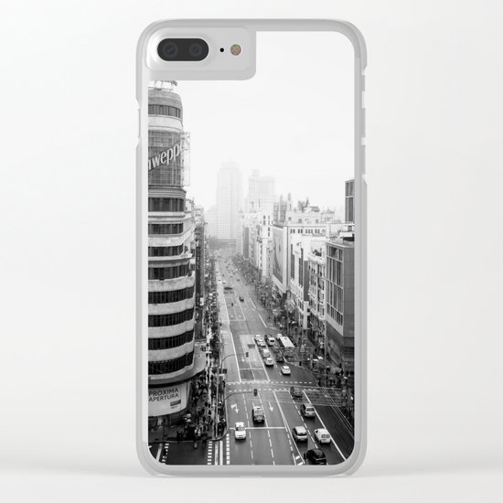 Gran Via in Madrid Clear iPhone Case
