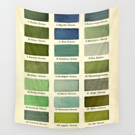 Vintage Color Chart- Green Hues Wall Tapestry