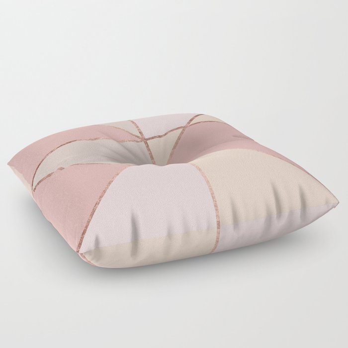 Modern rose gold peach blush pink color block Floor Pillow