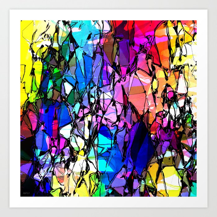 Colorful Abstract Collage Art Print By Perkinsdesigns