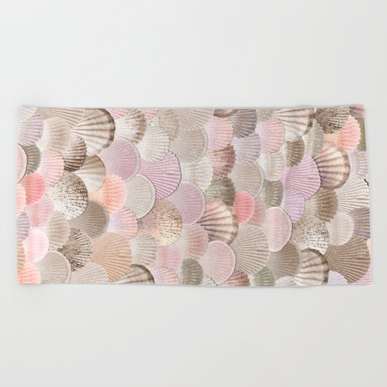 MERMAID SHELLS - CORAL ROSEGOLD Beach Towel