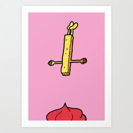 French Fries Jumps Into Ketchup Art Print