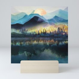 Mountain Lake Under Sunrise Mini Art Print