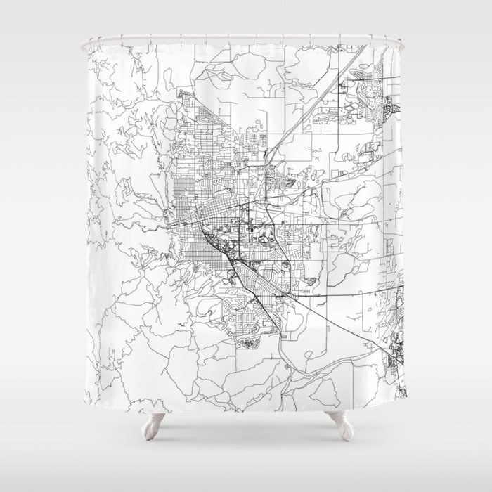 Boulder White Map Shower Curtain