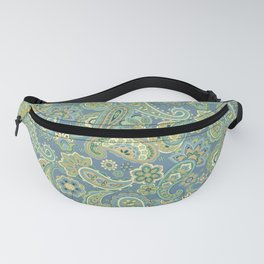 Blue and Gold Paisley Fanny Pack