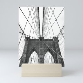 Brooklyn Bridge Black and White Travel Photography | New York City Views Mini Art Print