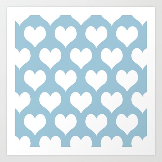 Hearts Aquamarine Art Print