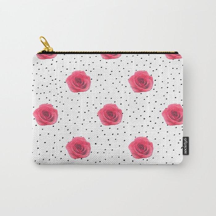 Red Rose Pattern with Black Dots Carry-All Pouch