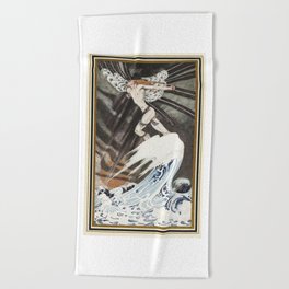 East of the Sun and West of the Moon, illustrated by Kay Nielsen Devil Angel Man On White Wave Beach Towel