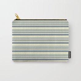 [ Thumbnail: Light Slate Gray & Light Yellow Colored Lined Pattern Carry-All Pouch ]