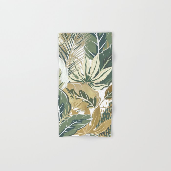 Wild Tropical Prints, Green and Gold Hand & Bath Towel