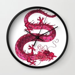 Dragon Wall Clock | Red, Mythologicaldragon, Asiandragon, Cartoondragon, Traditionaldragon, Pink, Chinadragon, Japandragon, Reddragon, Beautifuldragon 