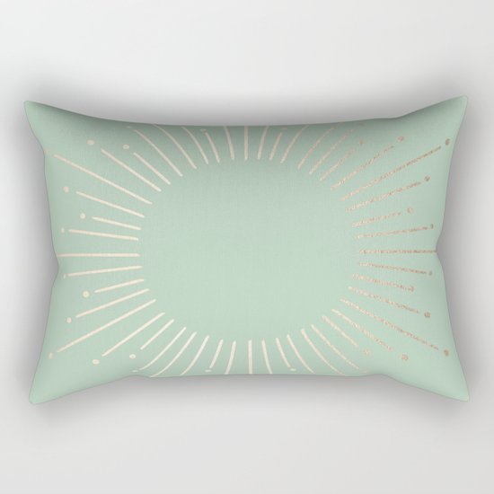 Simply Sunburst in Pastel Cactus Green Rectangular Pillow