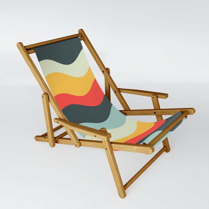 Retro 50s and 60s Classic Vintage Palette Mid-Century Minimalist Waves Abstract Art 2 Sling Chair