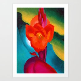 Red Canna Lilies Flower Still life Portrait Painting by Georgia O'Keeffe Art Print