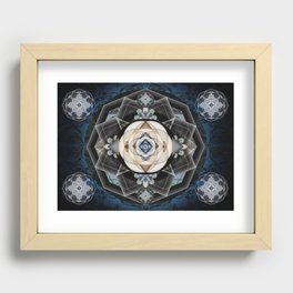 Peace is Power Portal Sacred Geometry Teal and Amber Mandala Print Recessed Framed Print
