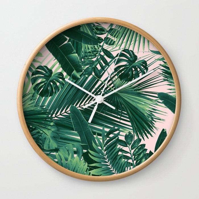 Jungle Leaves Siesta #1 #tropical #decor #art #society6 Wall Clock