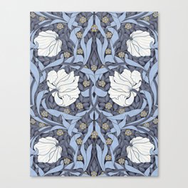 Pimpernel By William Morris - Seamless Pattern- Blue And White Modern Adaption  Canvas Print