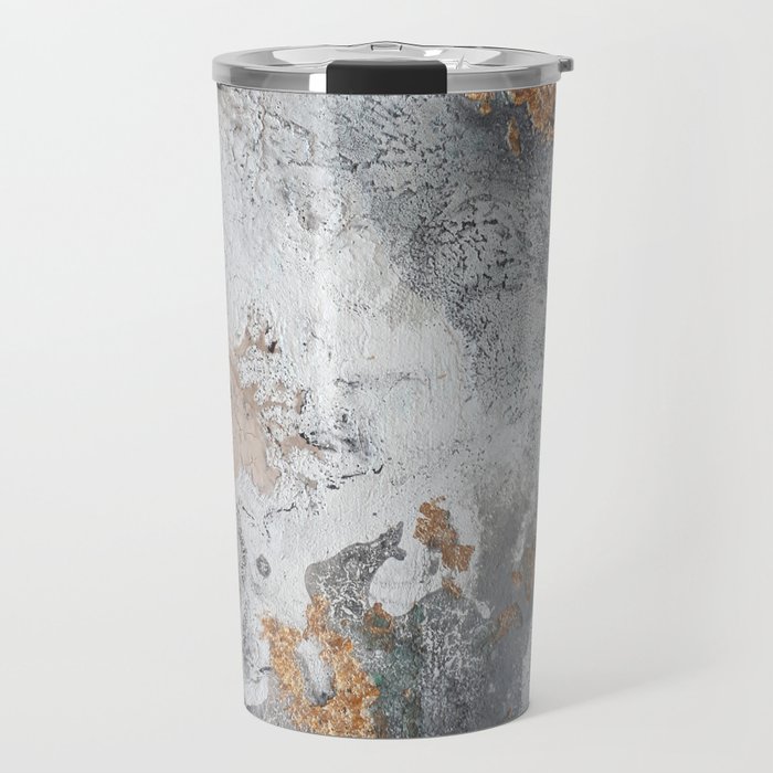 Gold, black and white abstract painting Travel Mug