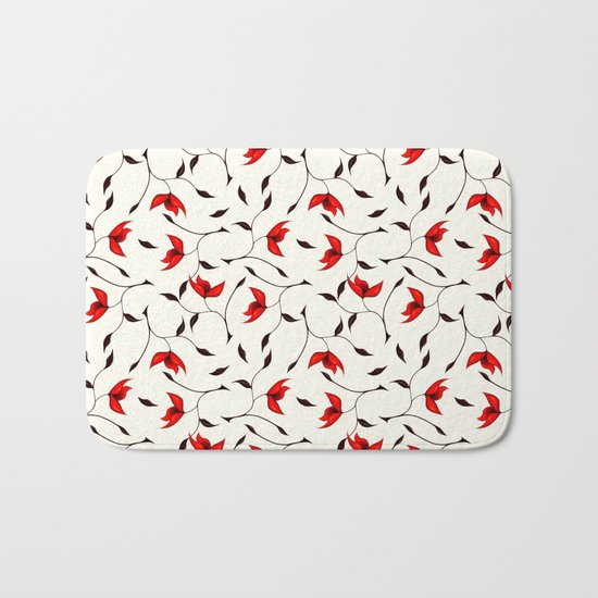 Strange Red Flowers Pattern Bath Mat
