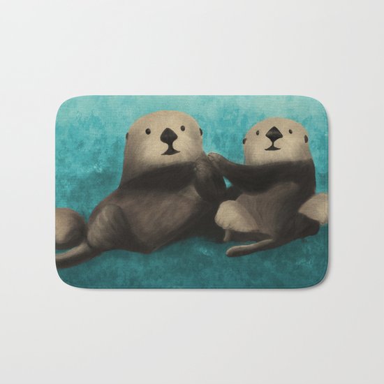 Sea Otters in Love Bath Mat