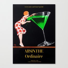 1920's Absinthe Ordinaire aperitif alcoholic beverages advertising poster for kitchen & dining room Canvas Print
